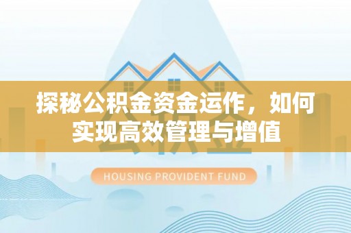 双河探秘公积金资金运作，如何实现高效管理与增值